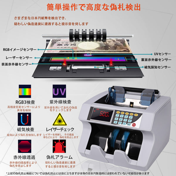 日本円専用設計・2024年新紙幣/旧紙幣に対応】卓上型紙幣計数機 日本